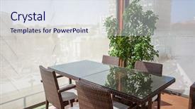  Presentation with meetings - Audience pleasing presentation design consisting of breakfasts coffee breaks wicker furniture backdrop and a sky blue colored foreground