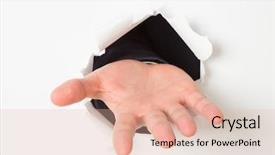  Presentation with paper - Beautiful PPT layouts featuring breaking - open hand bursting through paper backdrop and a lemonade colored foreground