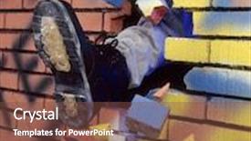  Presentation with vintage interior brick wall - Theme with breaking a brick wall kicking a wall background and a tawny brown colored foreground