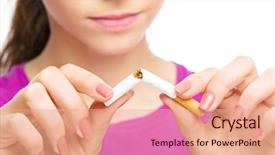  Presentation with quit - Presentation theme consisting of breaking a cigarette quit smoking background and a coral colored foreground