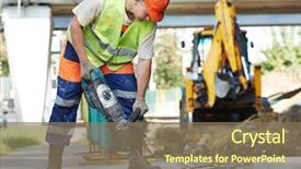  Presentation with drill - Slide deck featuring breaking asphalt at road construction background and a coral colored foreground