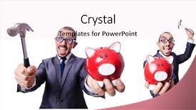  Presentation with white astronomy - Slide set having breaking bank - businessman with piggybank on white background and a lemonade colored foreground