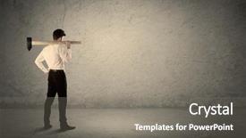  Presentation with wall - Theme with breaking barriers - business man standing in front background and a gray colored foreground