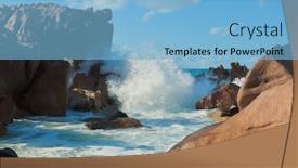  Presentation with waves - PPT theme with breaking big waves ladigue stones background and a light blue colored foreground