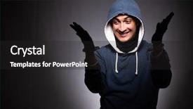  Presentation with gangster - Amazing PPT layouts having breaking chain - young gangster in hood backdrop and a dark gray colored foreground