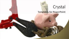 Presentation with piggy bank is evil - PPT layouts enhanced with powdered green tea on bamboo napkin texture background and a tawny brown colored foreground