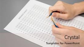  Presentation with student - PPT layouts having breaking pencil while passing exam background and a soft green colored foreground