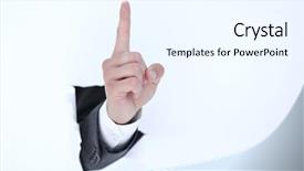  Presentation with weather warning - Colorful slide deck enhanced with breaking point - businessman hand showing a gesture backdrop and a sky blue colored foreground