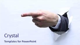  Presentation with copy space leadership - PPT theme consisting of breaking point - man hand pointing to copy background and a sky blue colored foreground