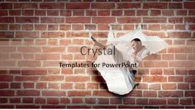  Presentation with breaking through - PPT layouts consisting of breaking through to success mixed media background and a coral colored foreground