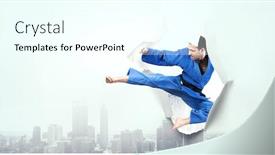  Presentation with breaking through - Colorful presentation enhanced with breaking-through-to-success-mixed backdrop and a cool aqua colored foreground