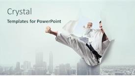  Presentation with breaking through - Presentation theme featuring breaking-through-to-success-mixed background and a sky blue colored foreground