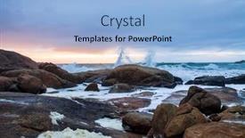  Presentation with waves - Presentation design featuring breaking-waves-at-the-shore background and a  colored foreground