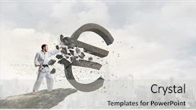  Presentation with special education young adult man - PPT theme enhanced with breaking with hand concrete euro background and a light gray colored foreground