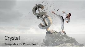  Presentation with dollar sign - PPT theme featuring breaking with leg concrete dollar background and a light gray colored foreground