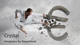  Presentation with karate - Cool new PPT layouts with breaking with leg concrete euro backdrop and a  colored foreground