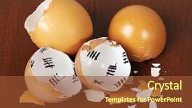  Presentation with broken egg - Colorful slide set enhanced with breakout - broken egg shell closeup backdrop and a tawny brown colored foreground