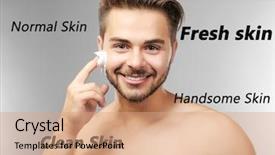  Presentation with skin care - Amazing slide deck having breakout - skin care concept young man backdrop and a coral colored foreground