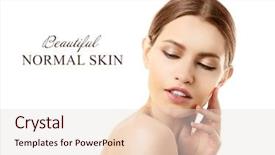  Presentation with youth skin care concept beige - Beautiful slide deck featuring breakout - skin care concept young woman backdrop and a lemonade colored foreground