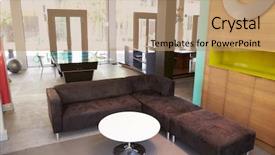  Presentation with area - Slide deck having breakout - view of seating area background and a coral colored foreground