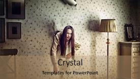  Presentation with breakthrough - Slide deck having breakthrough - angry woman climbs background and a coral colored foreground