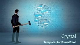  Presentation with brick wall - Amazing presentation having breakthrough - business man hitting grungy brick backdrop and a ocean colored foreground