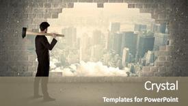  Presentation with wall - PPT layouts featuring breakthrough - business man hitting wall background and a coral colored foreground