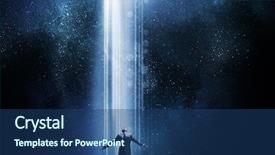  Presentation with spread - Slide set consisting of breakthrough - businessman with hands spread apart background and a ocean colored foreground