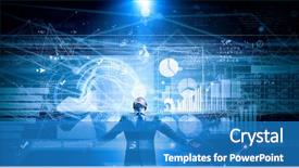  Presentation with breakthrough - Slides having breakthrough - businessman with hands spread apart background and a teal colored foreground