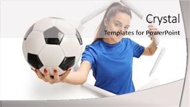  Presentation with female soccer - Slides with breakthrough - female soccer player breaking background and a light gray colored foreground