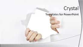  Presentation with torn paper - Audience pleasing slide deck consisting of breakthrough - hands ripping a hole backdrop and a white colored foreground