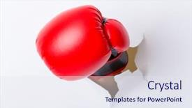  Presentation with breakthrough - Theme having breakthrough - punching boxing glove though background and a sky blue colored foreground