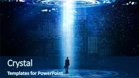  Presentation with breakthrough - Cool new slide set with breakthrough - rear view of businessman standing backdrop and a ocean colored foreground