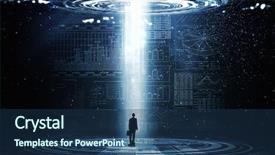  Presentation with breakthrough - PPT layouts enhanced with breakthrough - rear view of businessman standing background and a ocean colored foreground