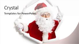  Presentation with breakthrough - PPT layouts with breakthrough - santa claus emerging background and a white colored foreground