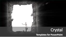  Presentation with gap - Beautiful slide deck featuring breakthrough - silhouette of businesswoman standing backdrop and a dark gray colored foreground