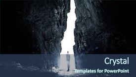  Presentation with gap - Theme with breakthrough - silhouette of businesswoman standing background and a ocean colored foreground