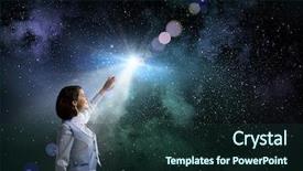  Presentation with breakthrough - PPT theme having breakthrough - woman in bright light background and a tawny brown colored foreground