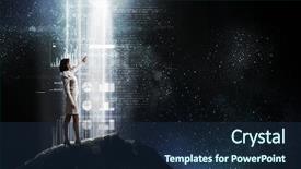  Presentation with light coloreds - Slide deck having breakthrough - woman in bright light background and a navy blue colored foreground