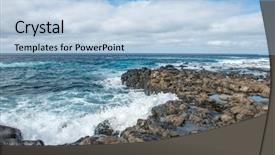  Presentation with lava - Amazing PPT theme having breakwater made of lava rocks backdrop and a light blue colored foreground