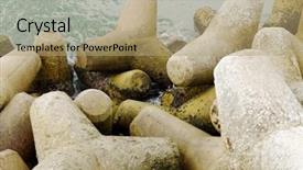  Presentation with stone - Theme enhanced with breakwater stone close up background wallpaper background and a coral colored foreground