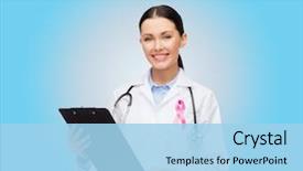  Presentation with healthcare blue ribbon - Slide set consisting of medical breast - healthcare and medicine concept background and a light blue colored foreground