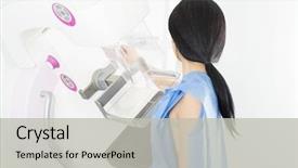  Presentation with test - Slides consisting of breast - side view of woman undergoing background and a light gray colored foreground