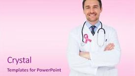  Presentation with calvary religious cross against - Amazing presentation theme having breast cancer - handsome young doctor with arms backdrop and a pink colored foreground