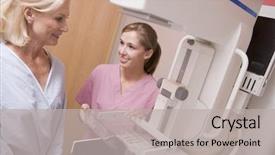  Presentation with nurse - Beautiful theme featuring breast cancer - nurse assisting patient backdrop and a light gray colored foreground