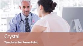  Presentation with pink ribbon breast awareness - Slide set featuring breast cancer - pink awareness ribbon against patient background and a coral colored foreground