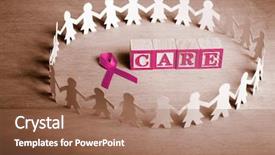  Presentation with doll paper - Presentation theme consisting of breast cancer - pink ribbon with word 'care' background and a coral colored foreground