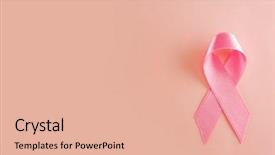  Presentation with pink ribbon - PPT theme featuring breast cancer - satin ribbon sign on pink background and a lemonade colored foreground