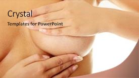  Presentation with breast cancer - PPT layouts consisting of breast cancer - woman holding her background and a coral colored foreground