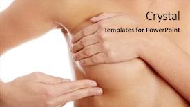  Presentation with breast cancer - PPT layouts with breast cancer - woman holding her background and a coral colored foreground